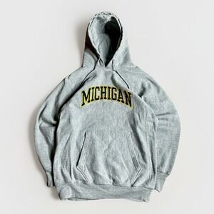 Vintage University Michigan Wolverines Hoodie Mens Small Gray Steve & Barrys Y2K